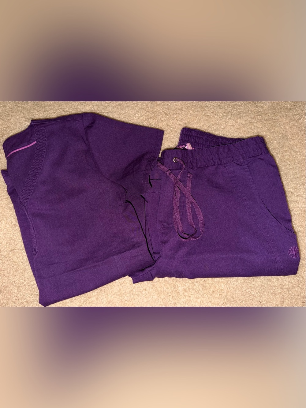 Women's Dark Purple Scrub Set Uniform Purple Label by Healing Hands sz sm